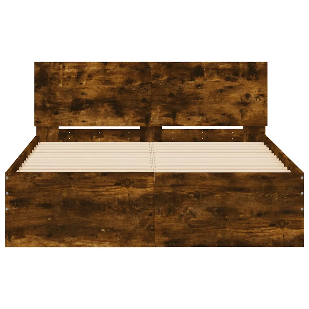 Giroletto con Testiera e LED-Struttura Letto con testiera Rovere Fumo 120x190 cm 492501