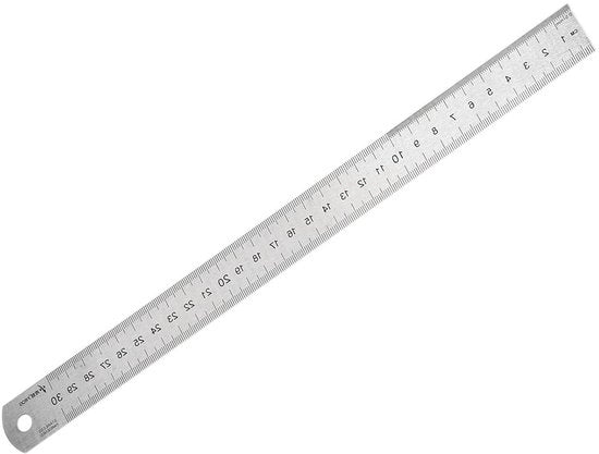Liniaal in acciaio inossidabile 30 cm - Strumento di misura in metallo per disegno architettonico - Colore argento