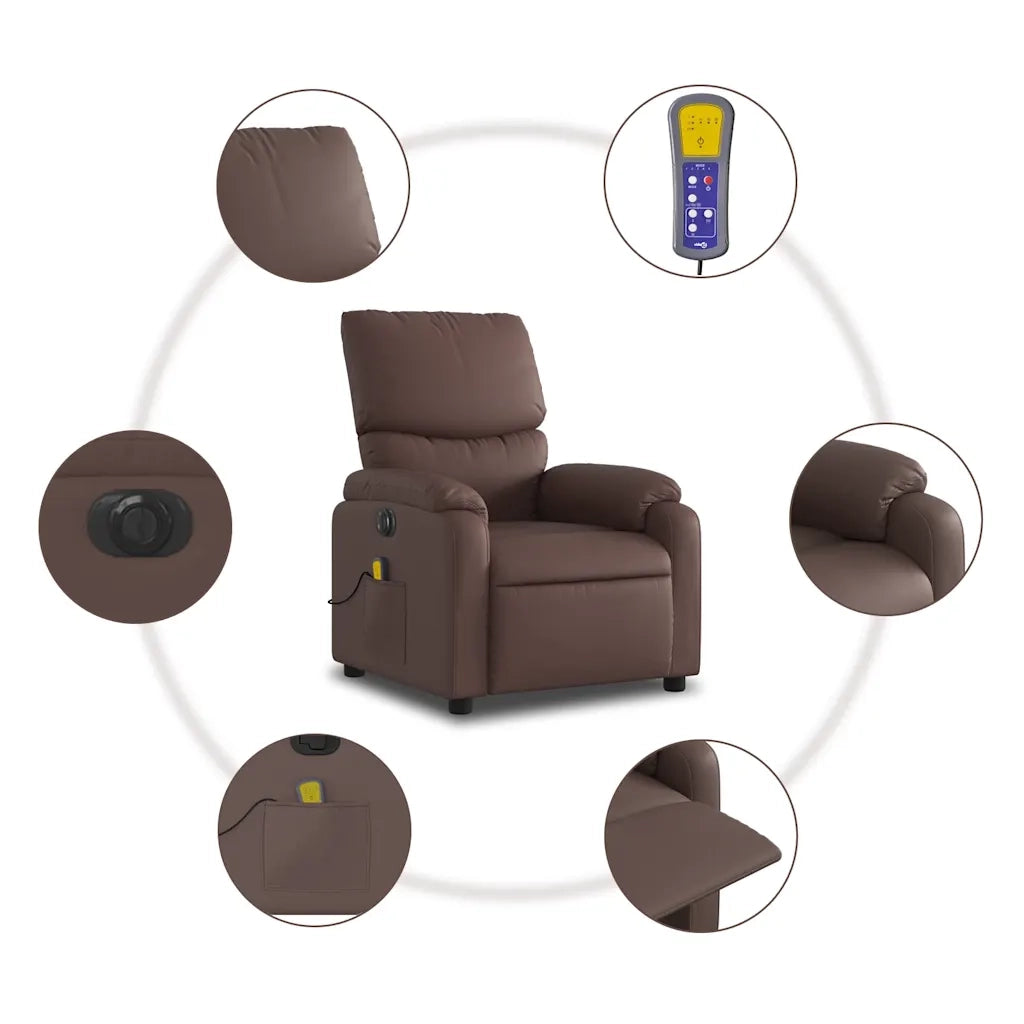 Poltrona Massaggiante | Sedia Relax Elettrica Marrone in Similpelle