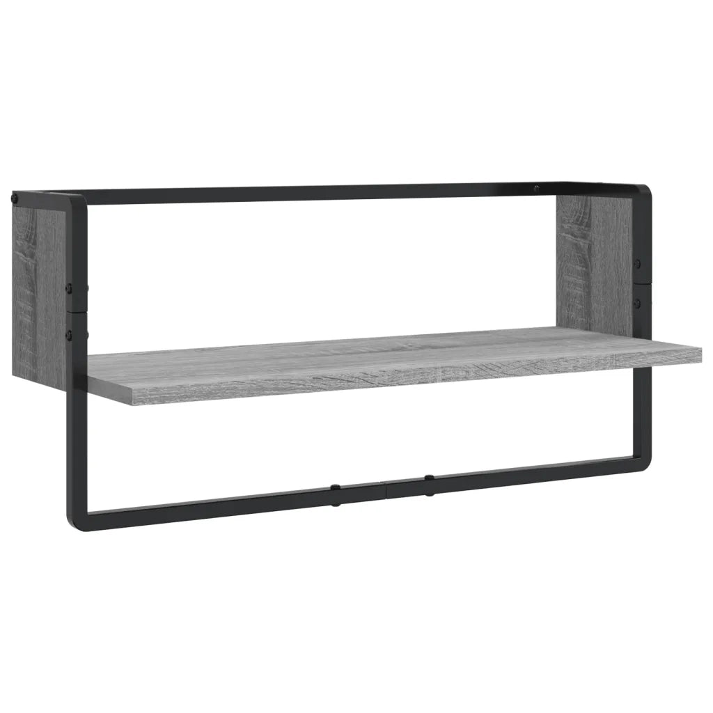 vidaXL Set Mensole Parete con Aste 4pz Grigio Sonoma Legno Multistrato
