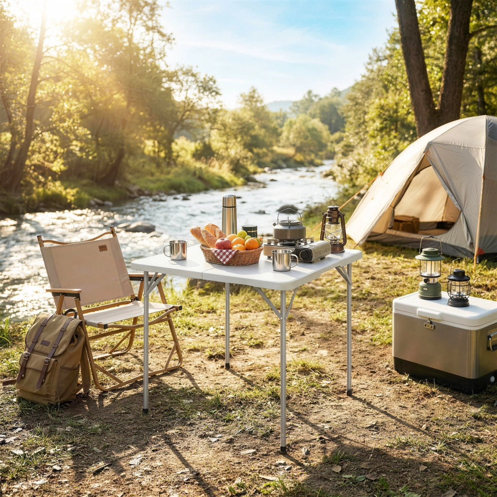 Tavolo pieghevole da esterno quadrato ¨C Zephmum ¨C Bianco 86x86x74 cm