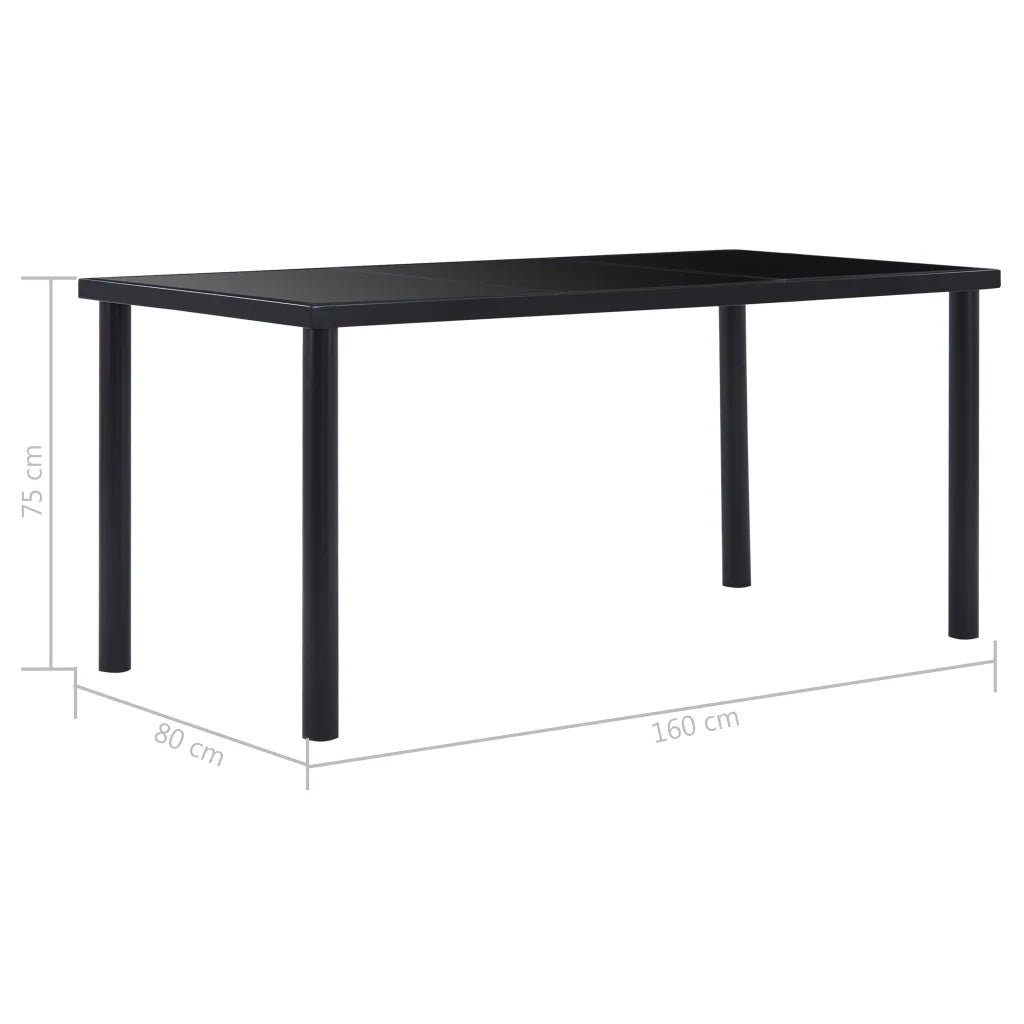 Tavolo da Pranzo Nero 160x80x75 cm in Vetro Temperato 281854