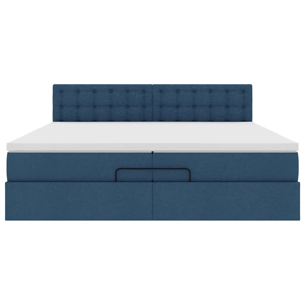 vidaXL Struttura Letto Pouf con Materassi Blu 200x200 cm in Tessuto
