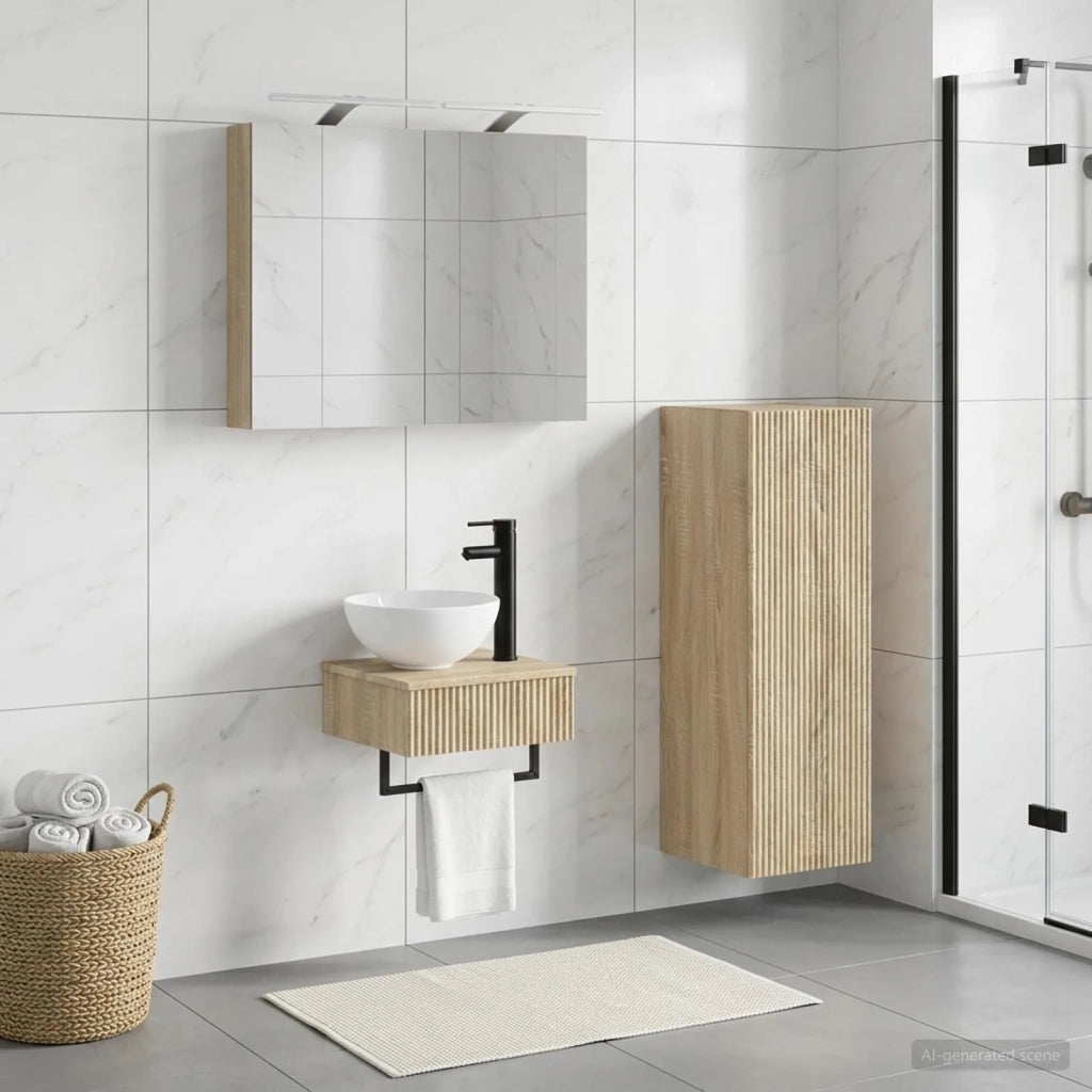 Set di Armadi da Bagno 4 pz Rovere Sonoma Legno ingegnerizzato 3407361