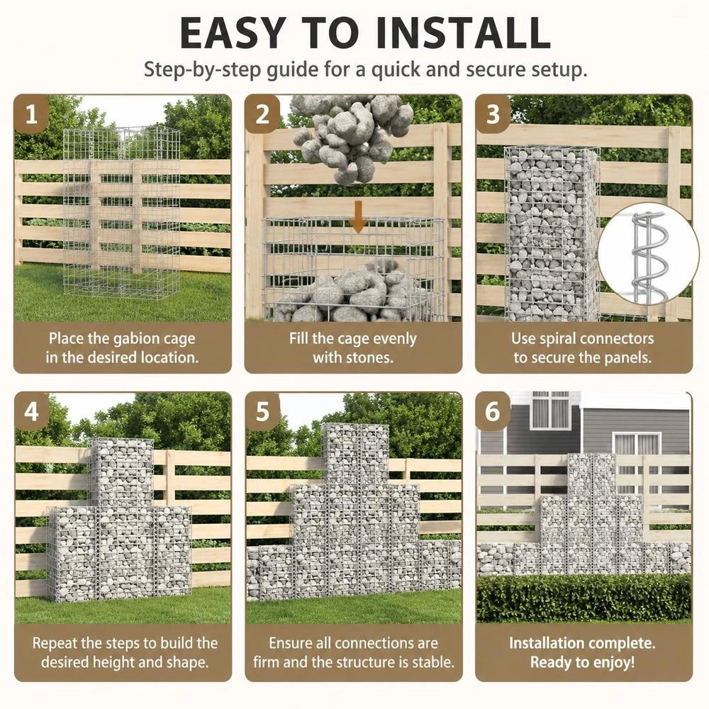 Gabion Set, 6-piece. Galvanized Wire