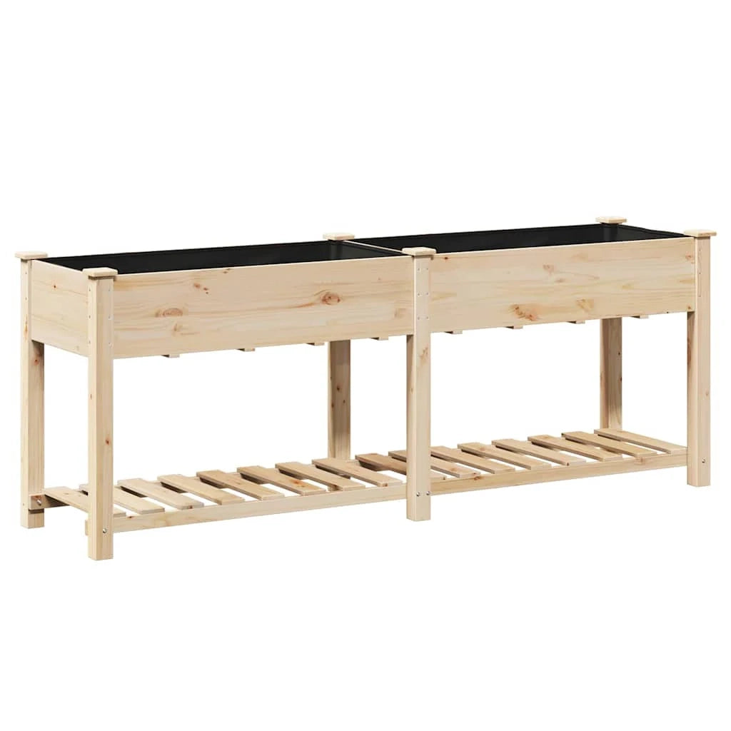 Fioriera da giardino moderna con ripiano 203 x 53 x 76,5 cm per esterni stile minimalista legno beige 02_0058841