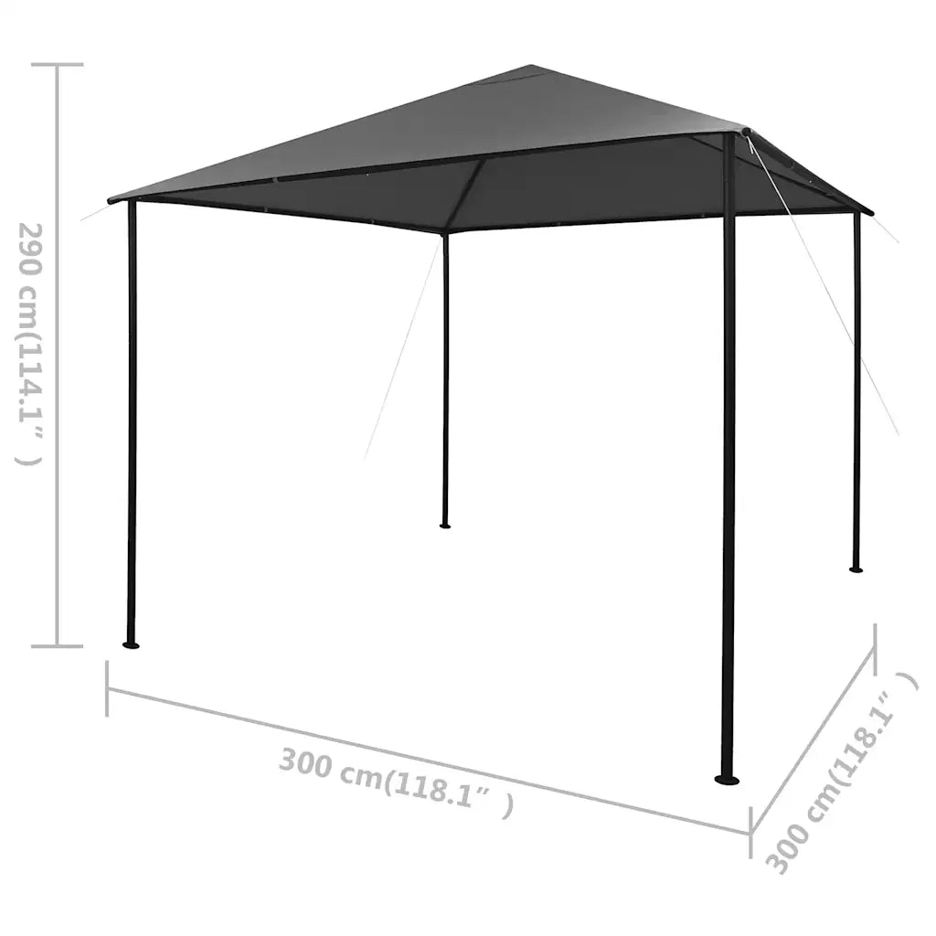 Gazebo | Pergolato 3x3 m Antracite in Tessuto e Acciaio 180 g/m2