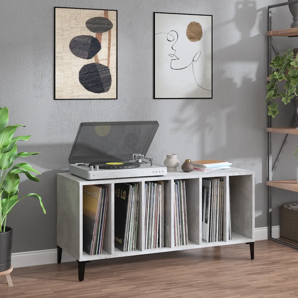 Mobile Porta Dischi Grigio Cemento 100x38x48 Legno Multistratocod mxl 103333