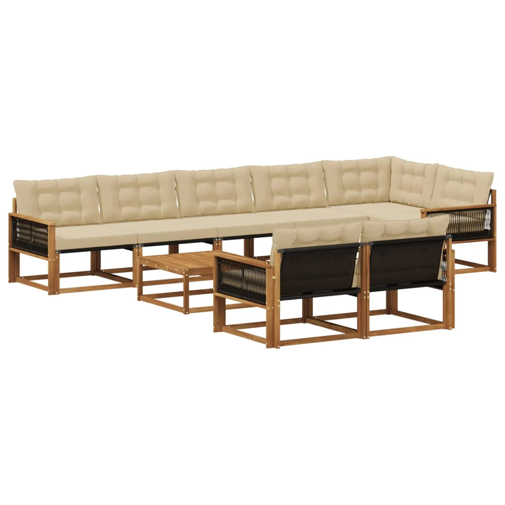 Set di divani da esterno con cuscino 9 pcs Naturale e Beige 3381521