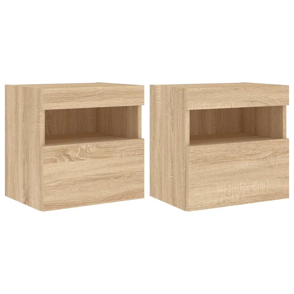 Mobili TV a Parete con Luci LED 2pz-Set di 2 Credenza per TV sospesa Rovere Sonoma 40x30x40 cm