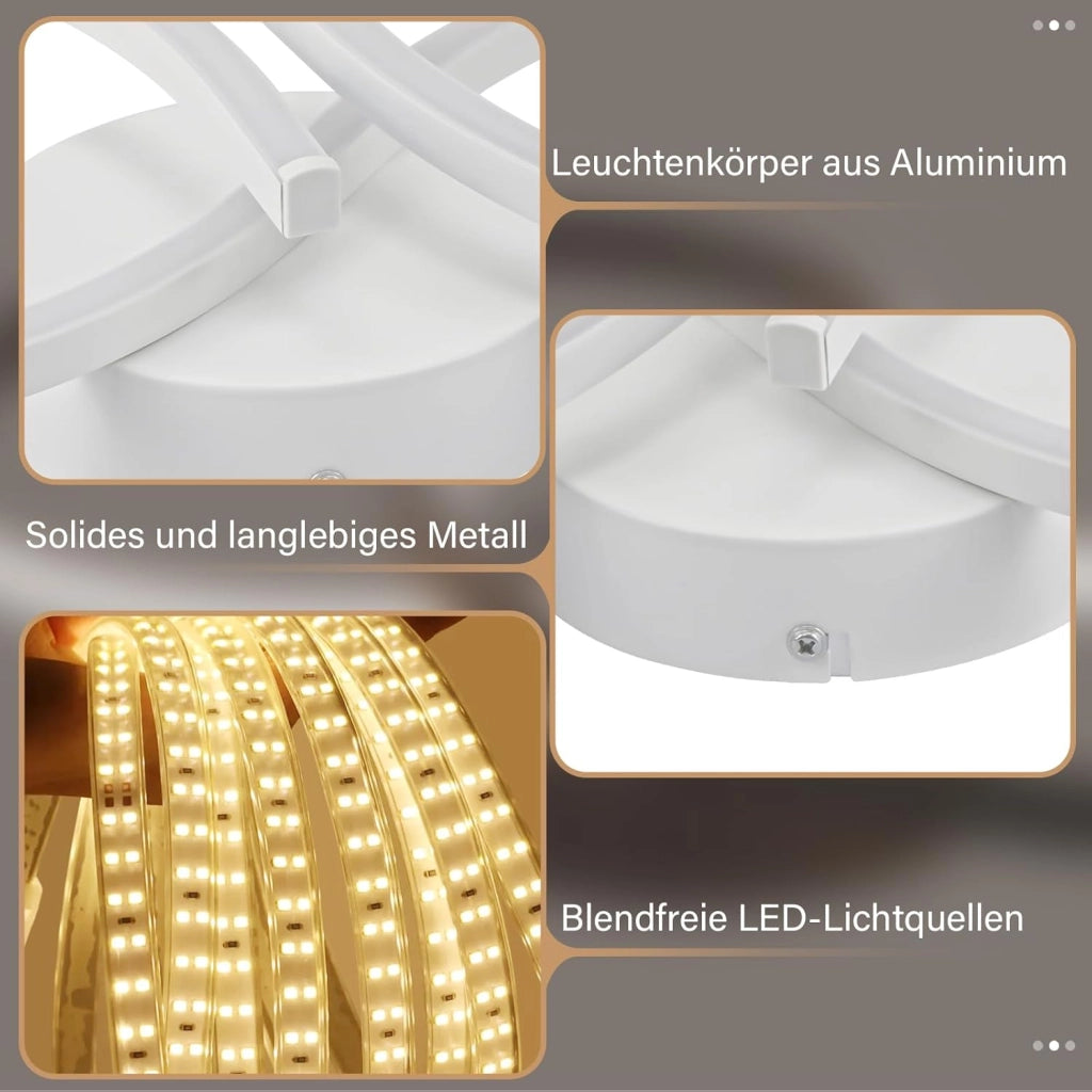 ZMH Lampada da soffitto plafoniera LED moderna bianca 24W 8 forme per soggiorno corridoio