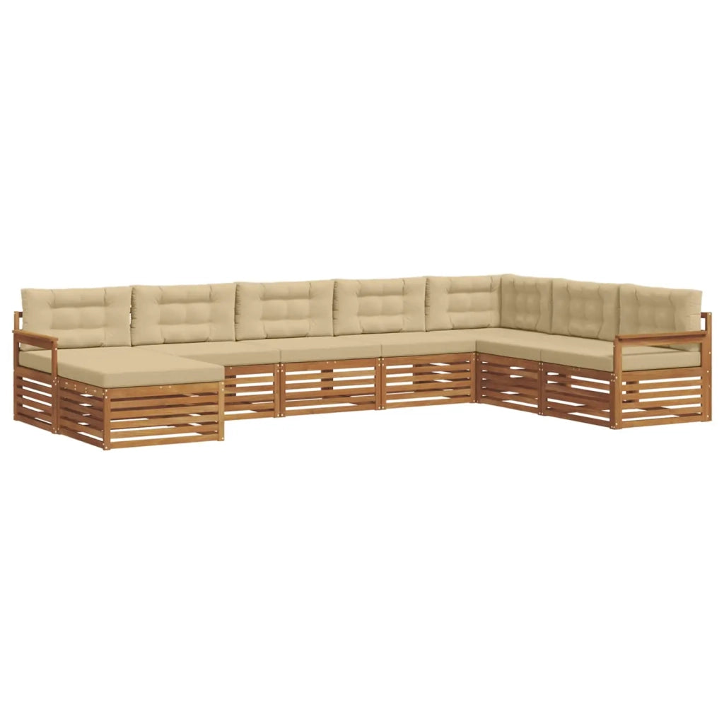 Set di divani da esterno con cuscino 8 pcs Naturale e Beige