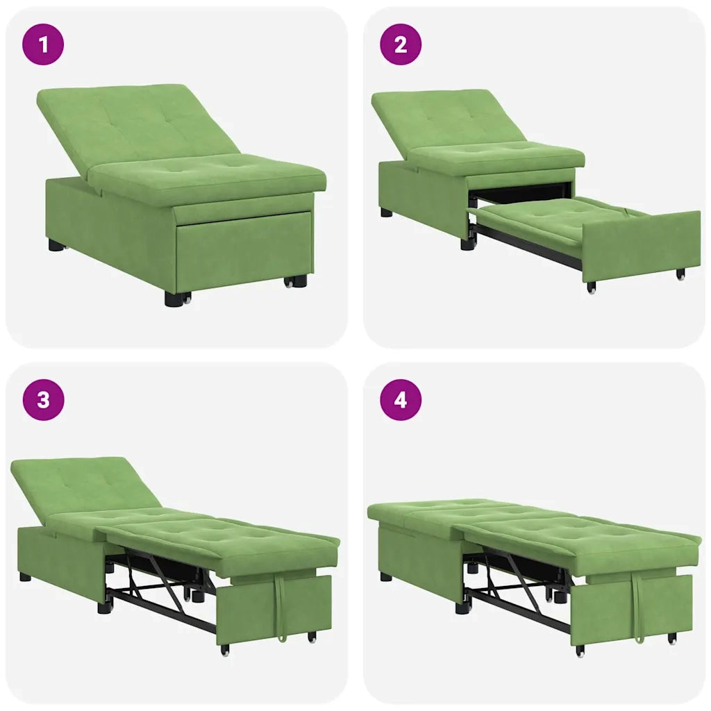 Divano letto | Sof¨¤ letto | Letto singolo Verde chiaro 194 x 67 x 82 cm Velluto