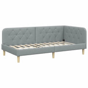 Letto singolo | Letto per adulti | Cornice del letto ad angolo Grigio chiaro 90 x 190 cm Tessuto