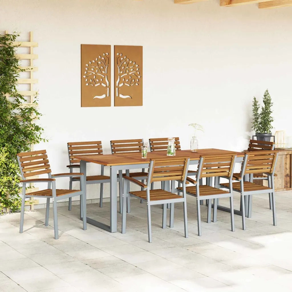 Set da Pranzo per Giardino 9 pcs Grigio 3284350