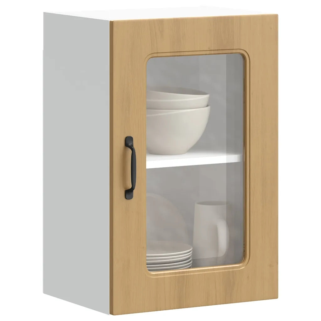 Pensile da Cucina | Mobile da Cucina con Porta in Vetro Kalmar Rovere Artigianale