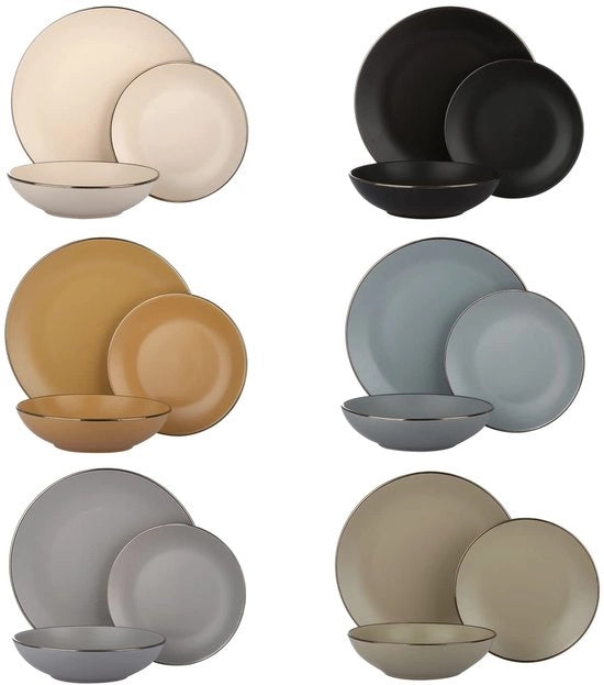 Piatti in ceramica, multicolore, 18 pezzi