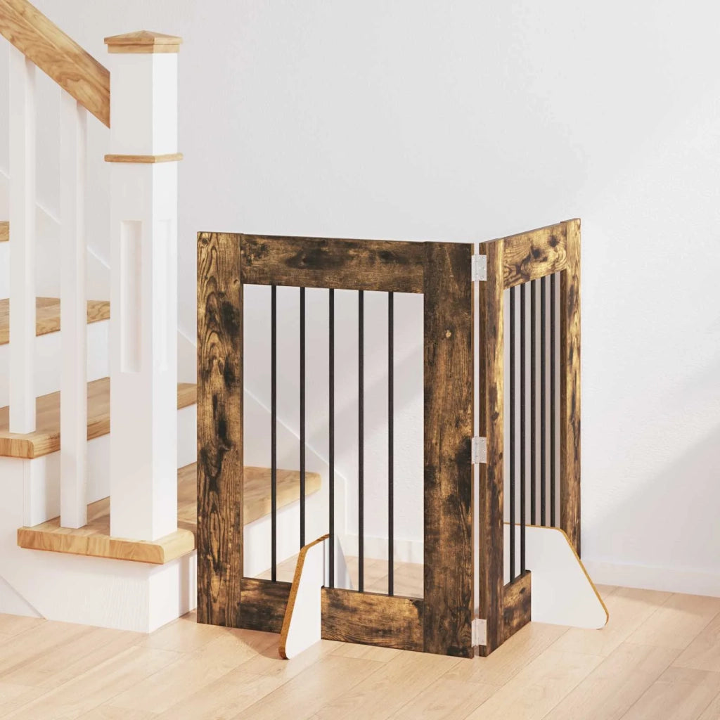 Cancello per cani con supporti 2 pz Rovere Fumo 60 x 80 cm CFW4576743