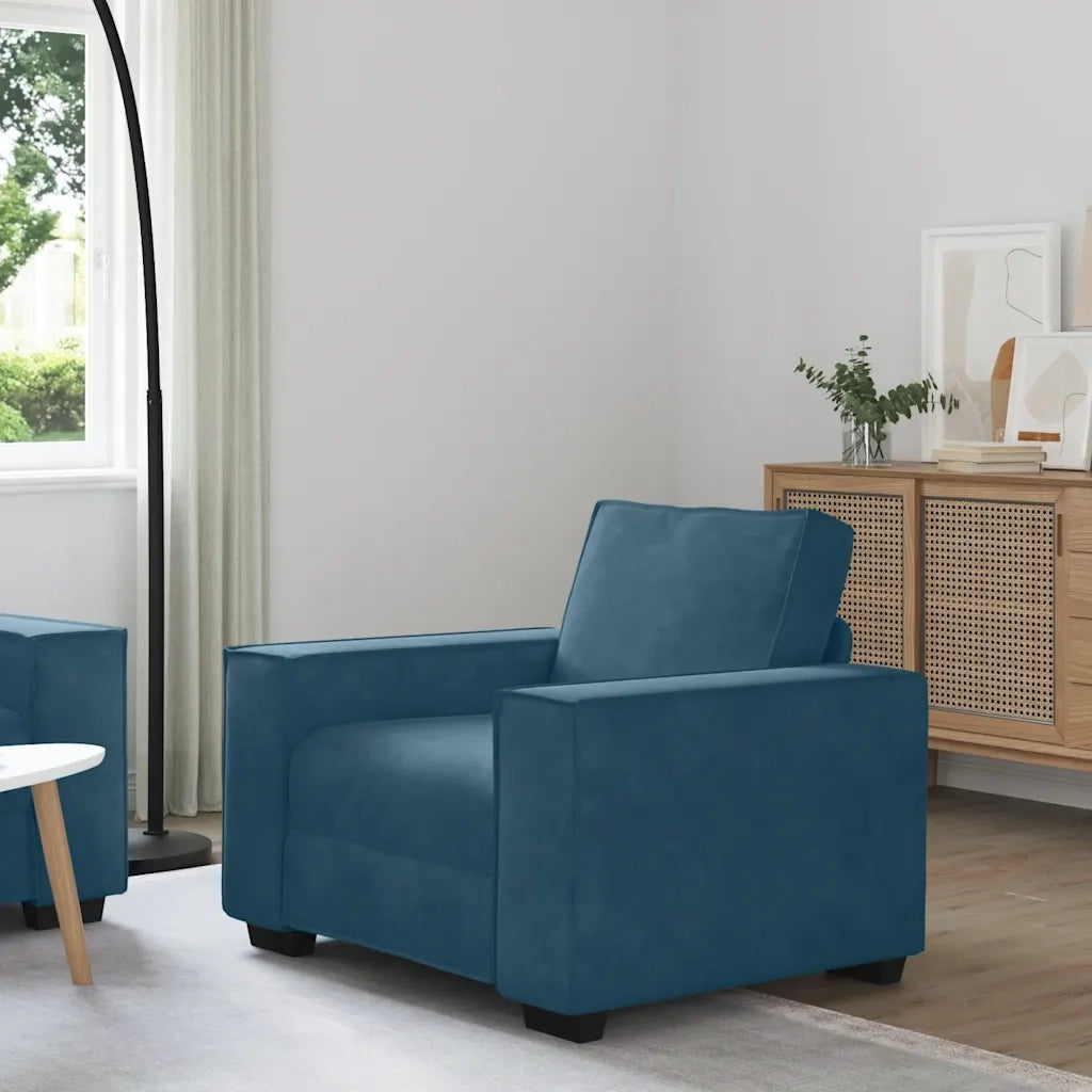 Divano | Divano da soggiorno | Sofa Sedia Blu 100x78x84 cm Velluto