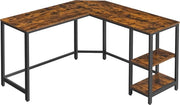 Scrivania - L con angolo - scrivania con 2 pannelli - tavolo da ufficio spazievenditore in progetto industriale - gaming - montaggio semplice - stile vintage marrone nero