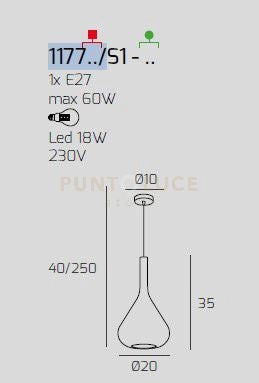 SOSPENSIONE BIANCO 1 LUCE VETRO TRASPARENTE 1177BI-S1-TR