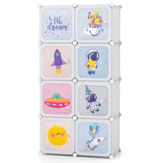Armadio modulare portatile 71 x 36 x 142 cm con 8 cubi e grazioso scomparto appendiabiti in PP bianco 20_0010310
