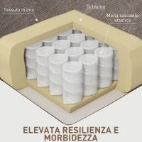 Poltrona Reclinabile 135° con Portabicchieri, in Schiuma, Acciaio e Tessuto Effetto Lino, 88x96x108 cm, Marrone