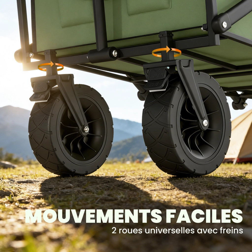 Carrello Giardino Pieghevole 130L con Ruote ¨C zephmum ¨C Verde