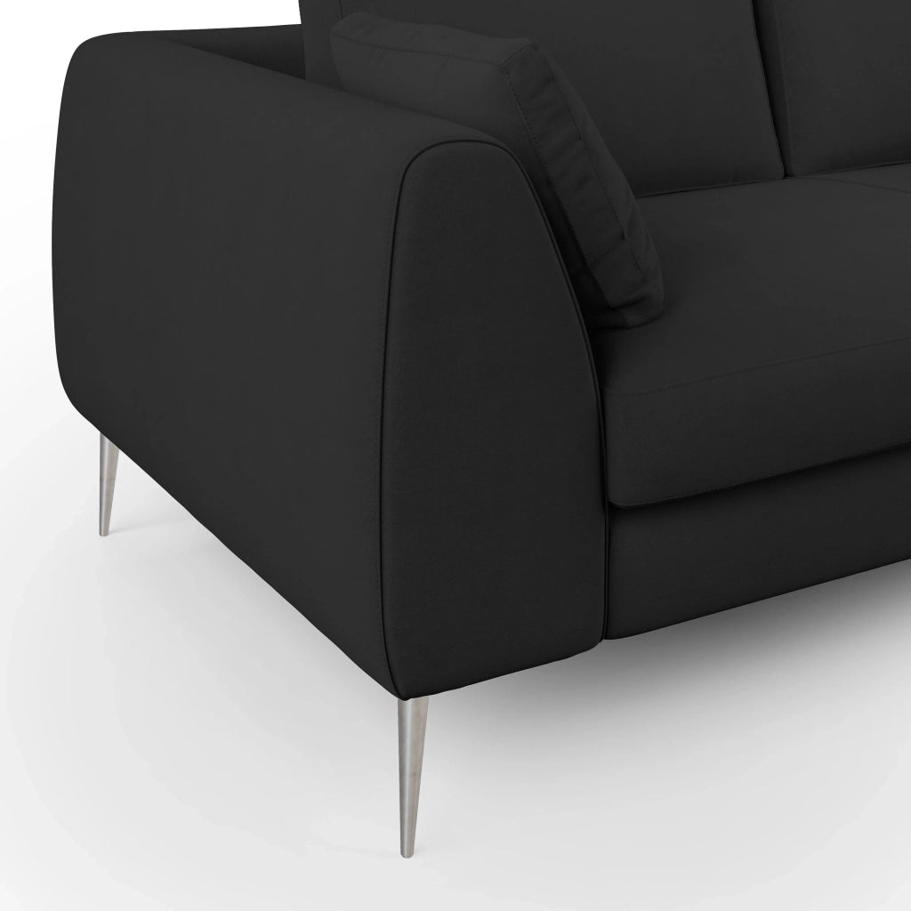 Plano Divano moderno in microfibra tecnica smacchiabile T11 196 cm nero