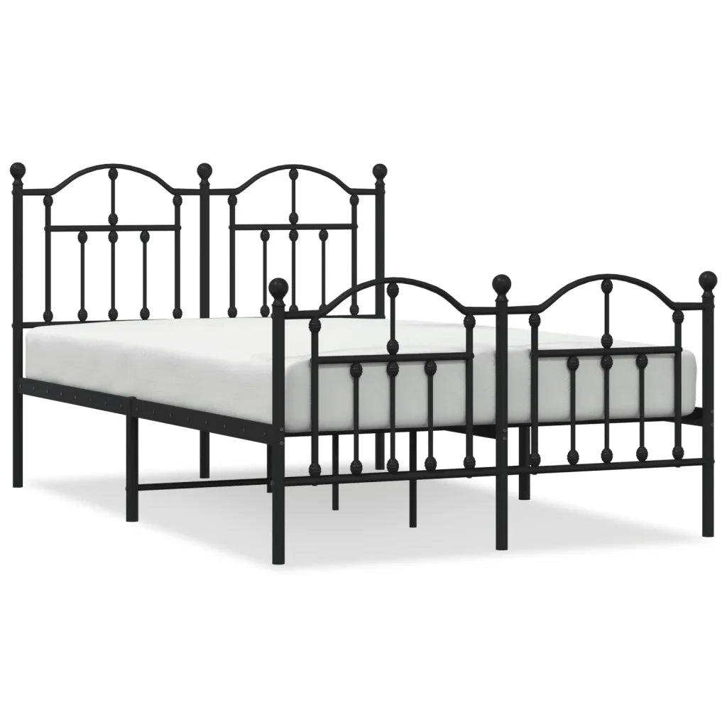 Giroletto con Testiera e Pediera-Struttura Letto Metallo Nero 120x190 cm 376842