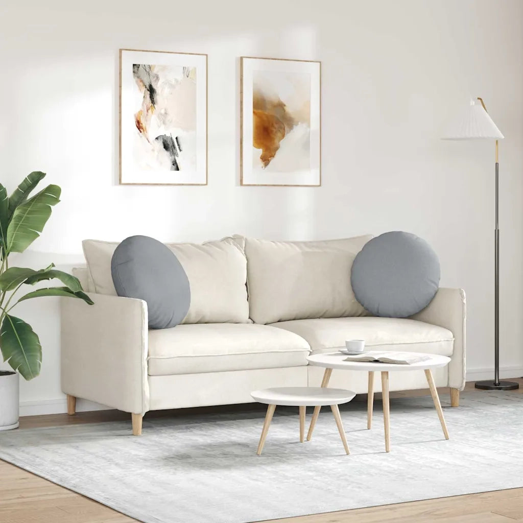 Cuscini per Seduta 2 pcs Grigio chiaro Ø50 x 19 cm Tessuto
