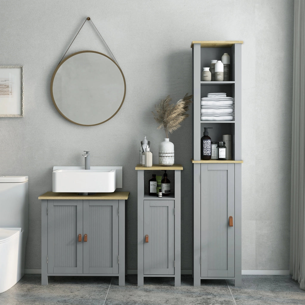 Mobiletto sottolavabo 2 ante ripiano regolabile grigio ¨C zephmum ¨C 60x30x60 cm