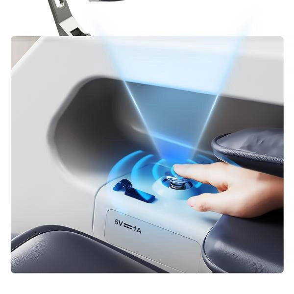 Poltrona massaggiante full body con riscaldamento, guida SL, Bluetooth, Bianco