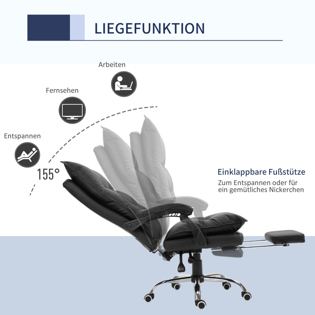 Sedia da Ufficio Ergonomica ¨C Xylo ¨C Similpelle Nero con Braccioli e Poggiapiedi Regolabile