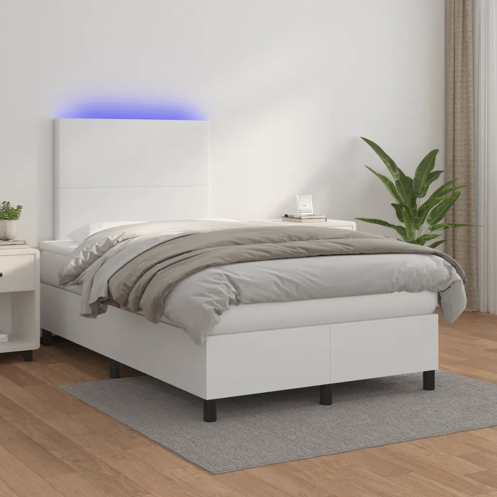 Giroletto Molle con Materasso e LED Bianco 120x190cm Similpelle 3270282