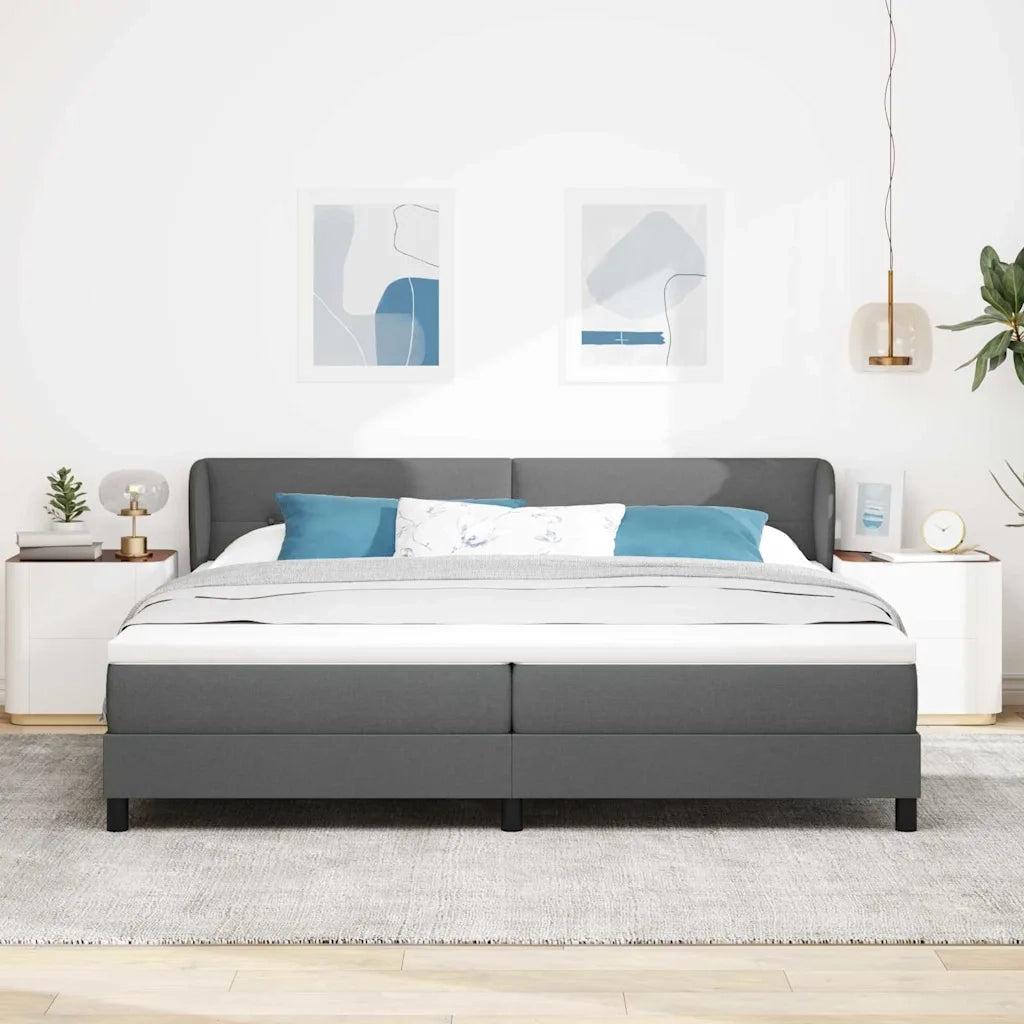 Letto a molle con testiera Grigio scuro 200 x 200 cm Tessuto 3340046