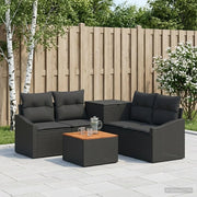 Set di divani 6 pz Nero Rattan sintetico e Acciaio 3447289