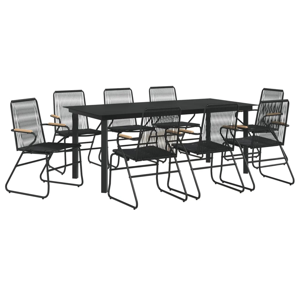 Set da Pranzo da Giardino 9 pz Nero in Rattan PVC 3060278