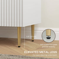 Credenza Moderna 120x40x89,5 cm con 3 Cassetti e 2 Armadietti in Legno e Metallo Bianco