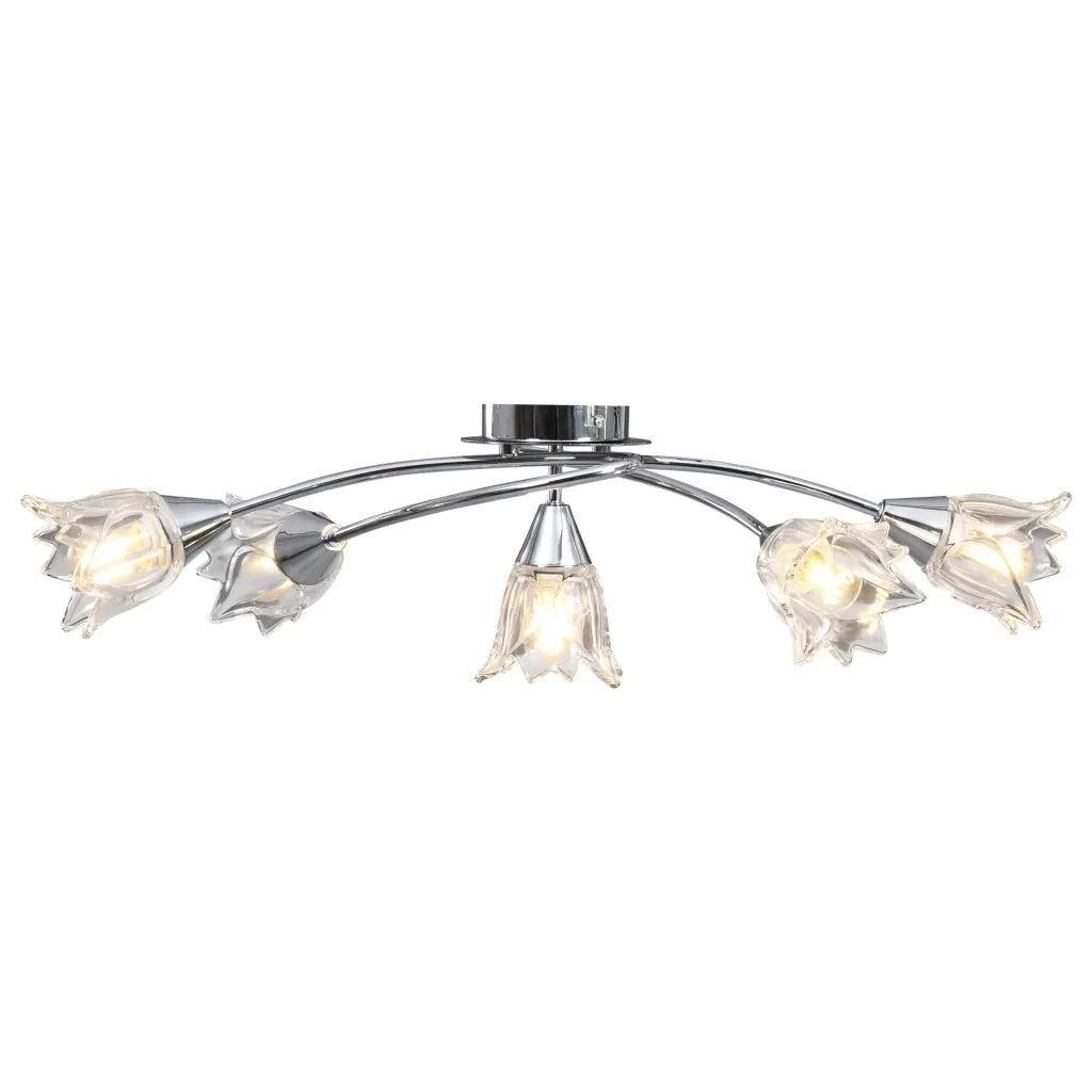 Lampadario con Paralumi in Vetro per 5 Lampadine E14 Tulipano cod mxl 64928