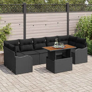Set Divano da Giardino con archiviazione 8 pcs Nero Poly Rattan