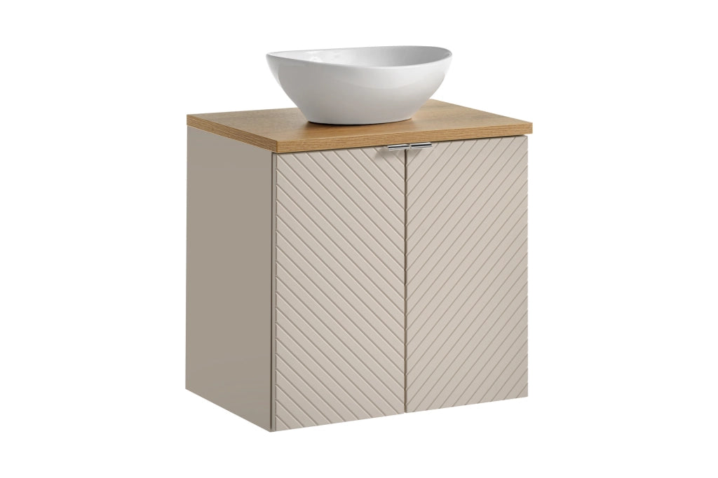 Set mobili bagno 60 cm con piano e lavabo da appoggio Lola Viva Cashmere 60 cm