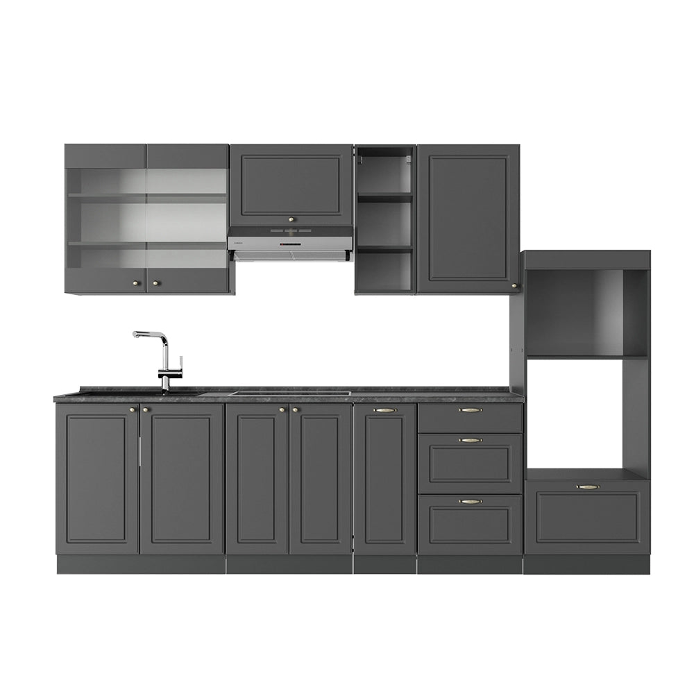 Cucina componibile Fame-Line Oro-antracite rustico/Antracite 280 cm, PL Antracite Vicco
