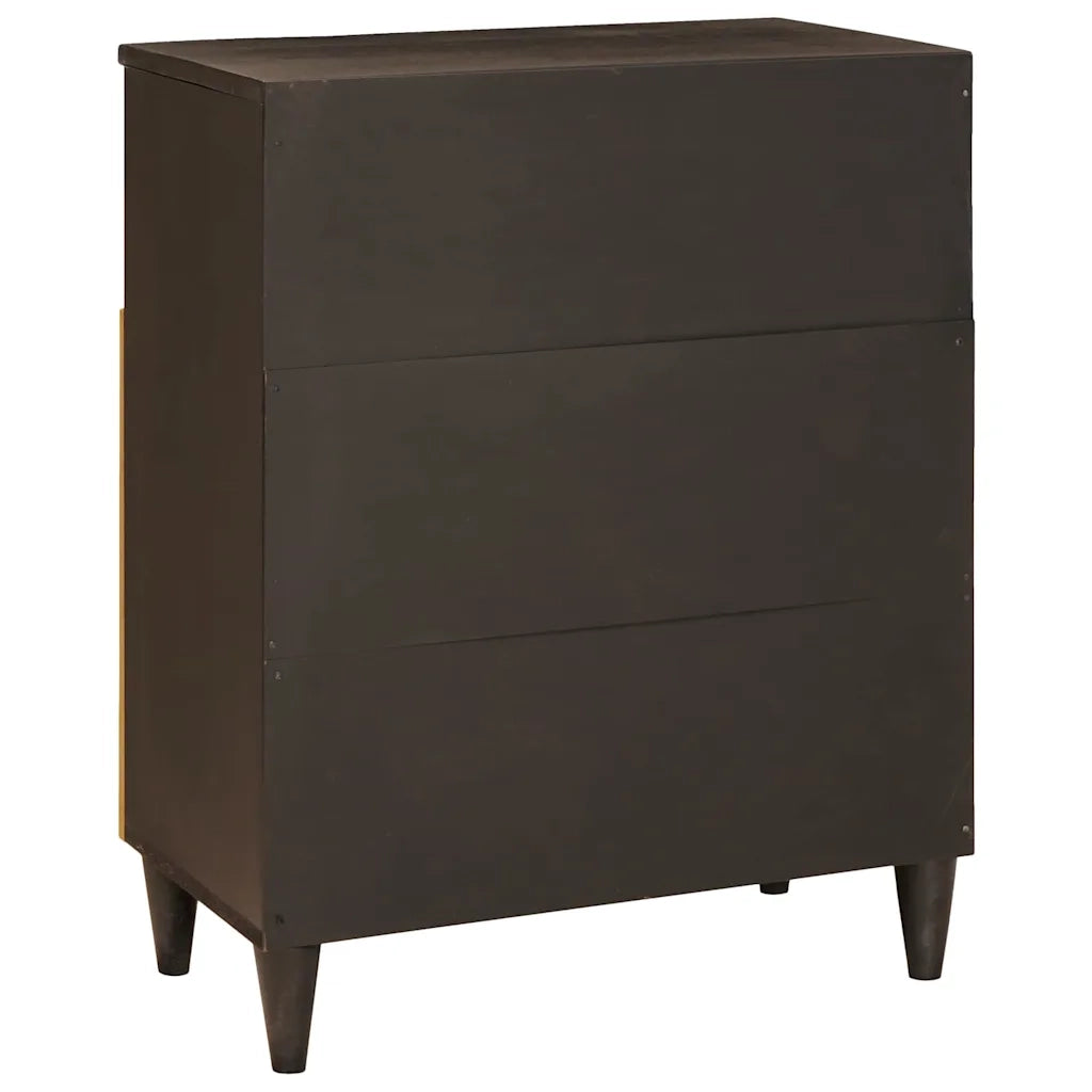 Credenza | Madia | Buffet da pranzo | Armadio da pranzo Nero e Oro 60 x 33 x 75 cm Legno di mango massello