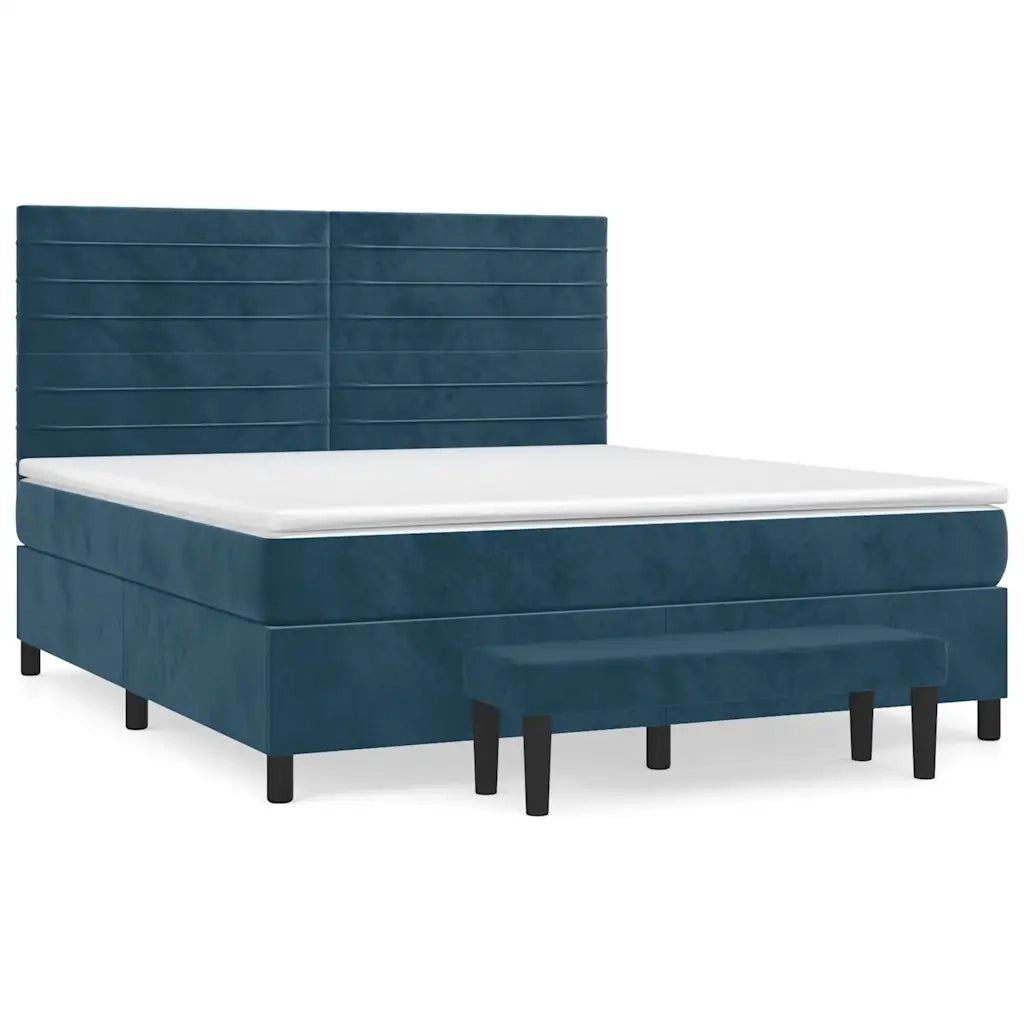 Giroletto a Molle con Materasso Blu Scuro 180x200 cm in Velluto 3137921