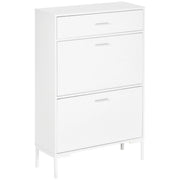Mobile Scarpiera Moderno con 2 Ante a Ribalta e Cassetto ¨C zephmum ¨C Bianco 76x26x110 cm