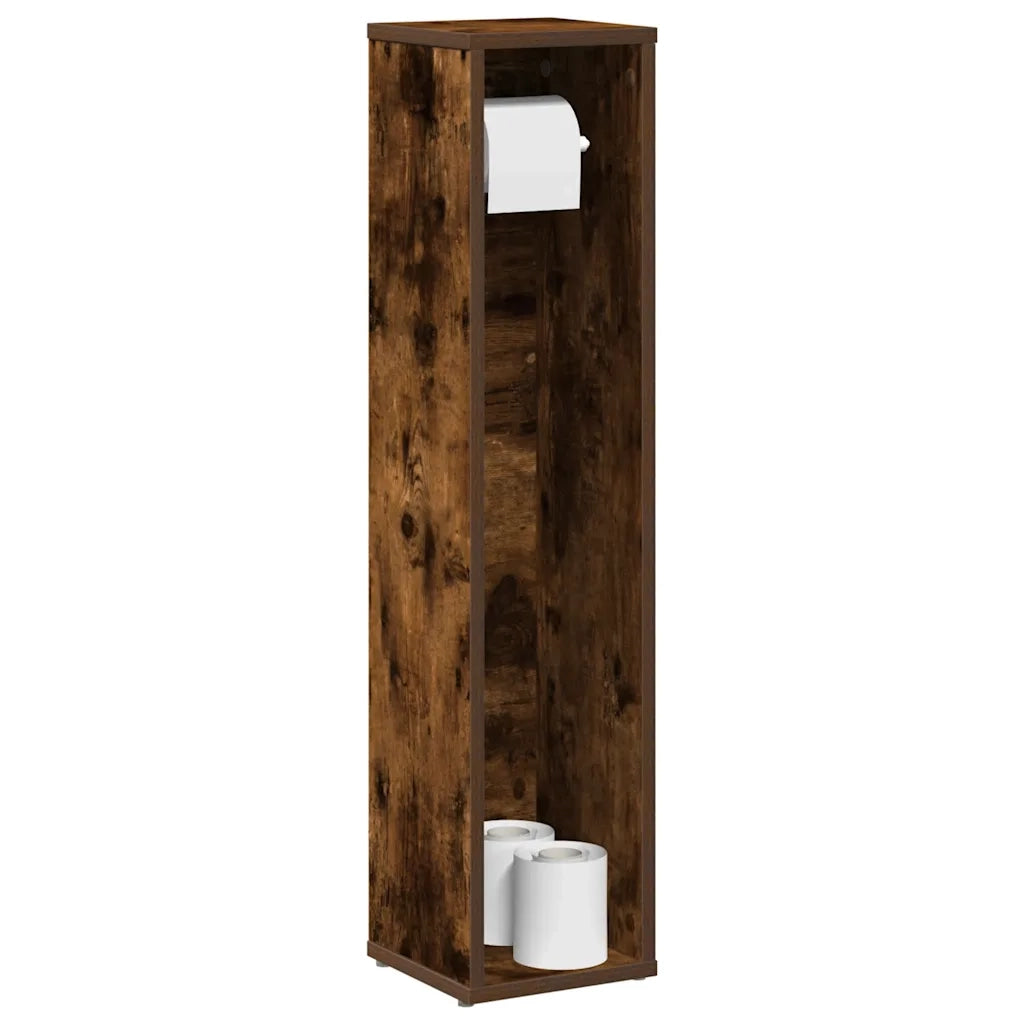 Mobiletto da bagno con portarotolo rovere affumicato 20,5x20x90 cm 858510