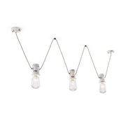 Lampadario Industrial Minimal Urban Ferro E Ceramica Vintage Bianco 3 Luci E27