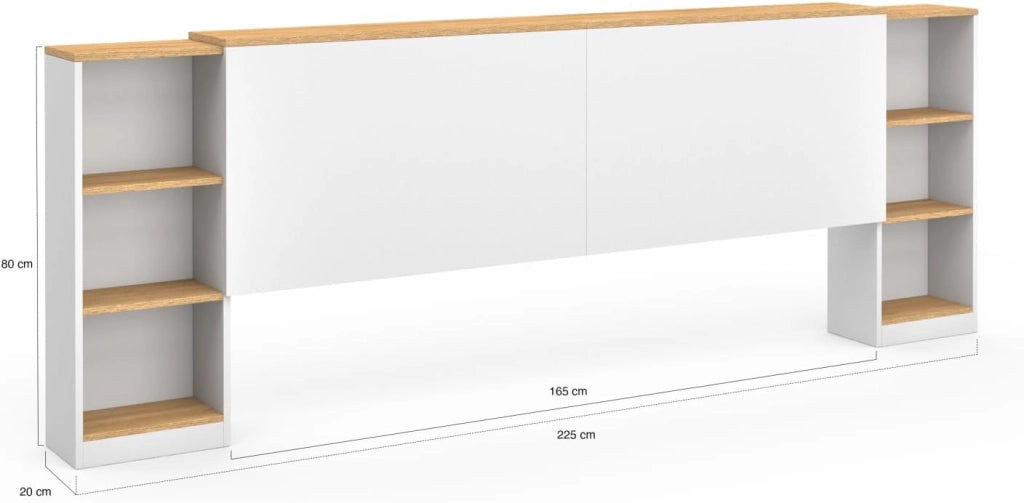 Cabecero extensible CATBA con almacenamiento deslizante para camas de 140 y 160 CM de madera y blancas