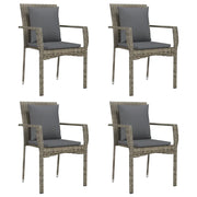 Sedie da Giardino con Cuscini 4 pz | Sedie da Esterno in Polyrattan Grigie